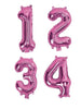 Pink "0"-"9"  Numbers 35cm Foil Balloons Air Filled Only