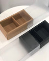 2 Inners Small Rectangle Cookie / Macaron Box With Clear Cover Craft Borwn / Black