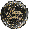 Happy Birthday Black & Gold 45cm Foil Balloon