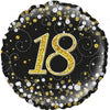 18th Birthday Black & Gold 45cm Foil Balloon