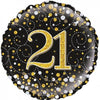 21st Birthday Black & Gold 45cm Foil Balloon