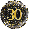 30th Birthday Black & Gold 45cm Foil Balloon