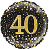 40th Birthday Black & Gold 45cm Foil Balloon