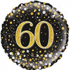 60th Birthday Black & Gold 45cm Foil Balloon