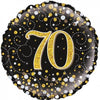 70th Birthday Black & Gold 45cm Foil Balloon