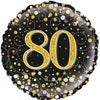 80th Birthday Black & Gold 45cm Foil Balloon
