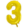 3 Gold Number Foil Balloons 86cm (34")