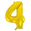 4 Gold Number Foil Balloons 86cm (34")