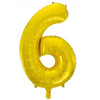 6 Gold Number Foil Balloons 86cm (34")