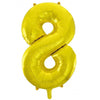 8 Gold Number Foil Balloons 86cm (34")