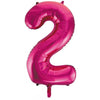 2 Hot Pink Number Foil Balloons 86cm (34")
