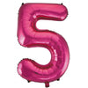 5 Hot Pink Number Foil Balloons 86cm (34")