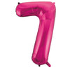 7 Hot Pink  Number Foil Balloons 86cm (34")