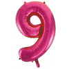 9 Hot Pink  Number Foil Balloons 86cm (34")