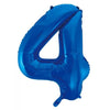 4 Royal Blue Number Foil Balloons 86cm (34")