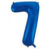 7 Royal Blue Number Foil Balloons 86cm (34")