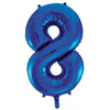 8 Royal Blue Number Foil Balloons 86cm (34")