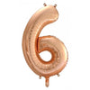 6 Rose Gold Number Foil Balloons 86cm (34")