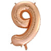 9 Rose Gold  Number Foil Balloons 86cm (34")