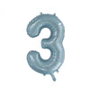 3 Blue Number Foil Balloons 86cm (34")