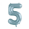 5 Blue Number Foil Balloons 86cm (34")