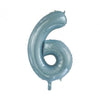 6 Blue Number Foil Balloons 86cm (34")