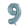 9 Blue Number Foil Balloons 86cm (34")