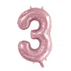 3 Pink Number Foil Balloons 86cm (34")