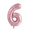 6 Pink Number Foil Balloons 86cm (34")