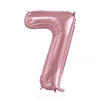 7 Pink Number Foil Balloons 86cm (34")