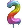 2 Rainbow Number Foil Balloons 86cm (34")