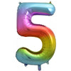 5 Rainbow Number Foil Balloons 86cm (34")