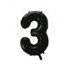 3 Black Number Foil Balloons 86cm (34")