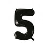 5 Black Number Foil Balloons 86cm (34")