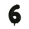 6 Black Number Foil Balloons 86cm (34")