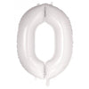 0 White Number Foil Balloons 86cm (34")