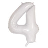 4 White Number Foil Balloons 86cm (34")