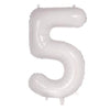 5 White Number Foil Balloons 86cm (34")