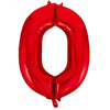 0 Red Number Foil Balloons 86cm (34")