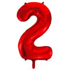 2 Red Number Foil Balloons 86cm (34")