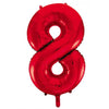8 Red Number Foil Balloons 86cm (34")