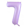 7 Pastel Lilac / Purple Number Foil Balloons 86cm (34")