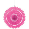 Hot Pink Hanging Fan Decoration 40cm (16") Each