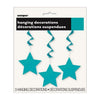 Star Hanging Swirl Decorations - Teal