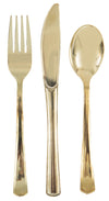 Metallic Gold Plastic Cutlery 18Pk