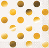 Small 16PK Gold Foil Dots Napkins / Serviettes