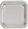 Small 18cm Metallic Silver Square Plates 8Pk