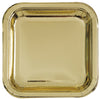 Large 23cm Metallic Gold Square Plates 8Pk