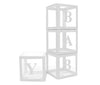 BABY Clear Balloon Box Blocks WITH Letters 4 Boxes Baby Shower Decoration