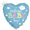 Welcome Baby Boy Blue Betallic Foil 45cm Balloon